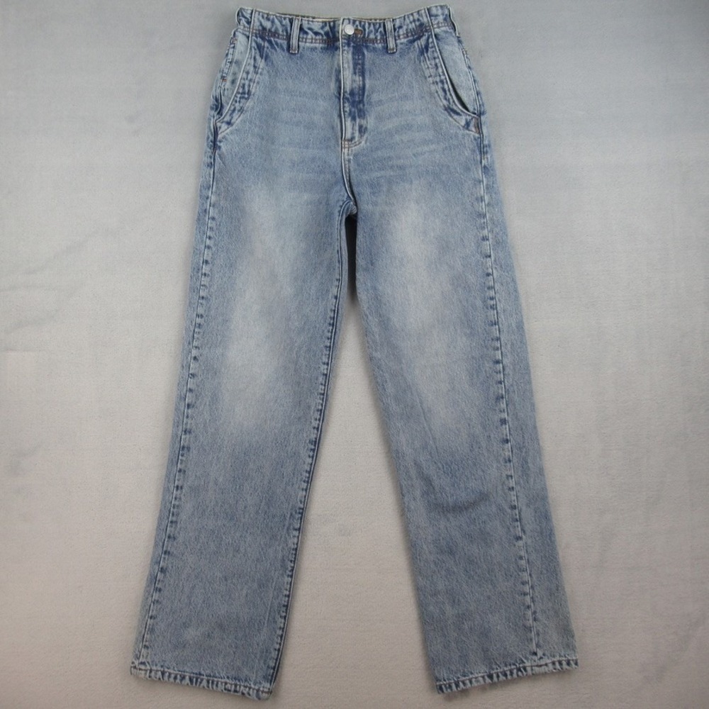 Pilcro Anthropologie High Rise Straight Leg Jeans Light Wash Blue Denim 27T